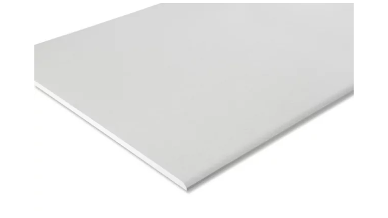 Weiße, glatte Kunststoffplatte rechteckiger Form.